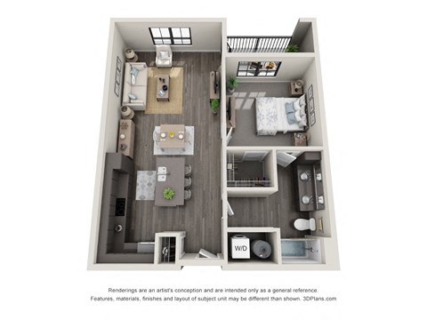 1 bed 1 bath floor plan F at 5300 Centre, Missouri